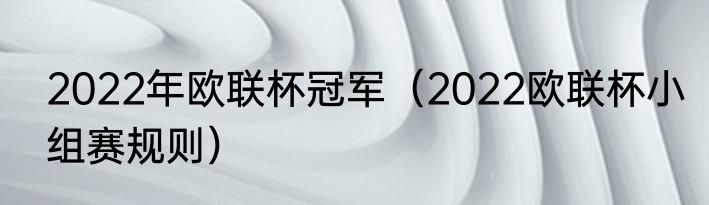 2022年欧联杯冠军（2022欧联杯小组赛规则）