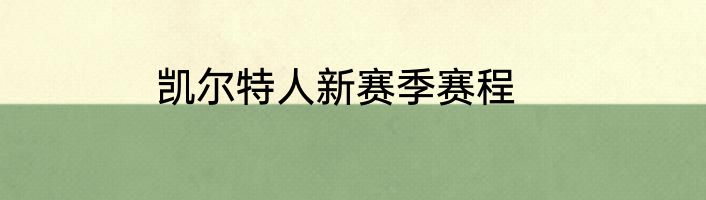 凯尔特人新赛季赛程