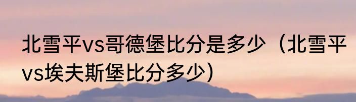 北雪平vs哥德堡比分是多少（北雪平vs埃夫斯堡比分多少）