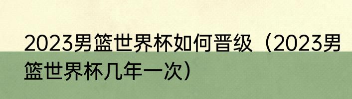 2023男篮世界杯如何晋级（2023男篮世界杯几年一次）