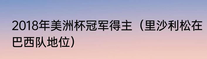 2018年美洲杯冠军得主（里沙利松在巴西队地位）