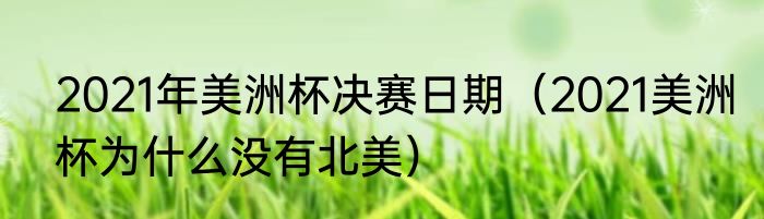 2021年美洲杯决赛日期（2021美洲杯为什么没有北美）