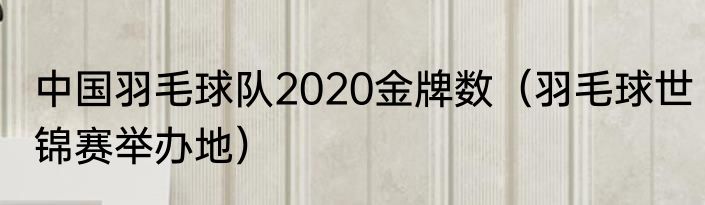 中国羽毛球队2020金牌数（羽毛球世锦赛举办地）