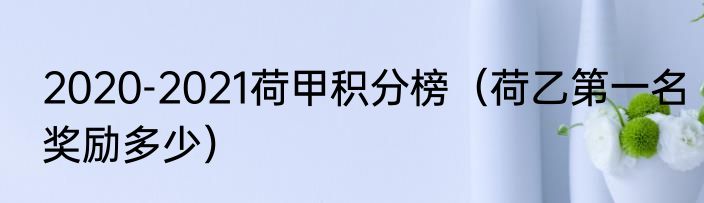 2020-2021荷甲积分榜（荷乙第一名奖励多少）