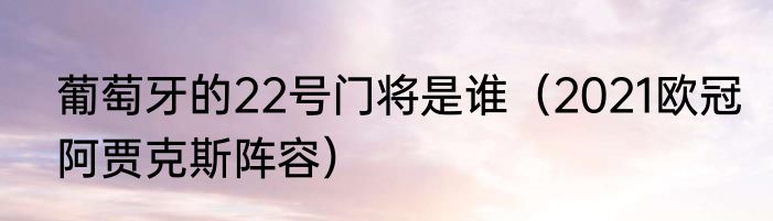 葡萄牙的22号门将是谁（2021欧冠阿贾克斯阵容）