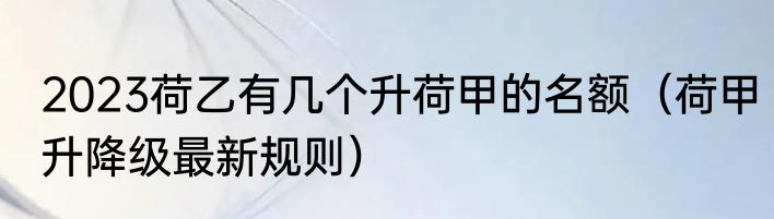 2023荷乙有几个升荷甲的名额（荷甲升降级最新规则）