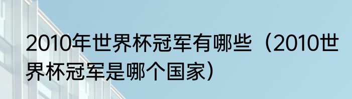 2010年世界杯冠军有哪些（2010世界杯冠军是哪个国家）