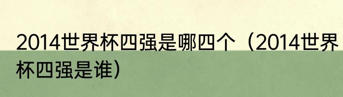 2014世界杯四强是哪四个（2014世界杯四强是谁）