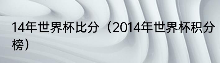 14年世界杯比分（2014年世界杯积分榜）