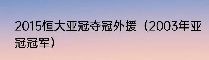 2015恒大亚冠夺冠外援（2003年亚冠冠军）