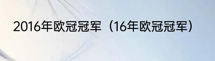 2016年欧冠冠军（16年欧冠冠军）