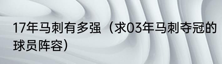 17年马刺有多强（求03年马刺夺冠的球员阵容）