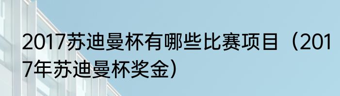 2017苏迪曼杯有哪些比赛项目（2017年苏迪曼杯奖金）