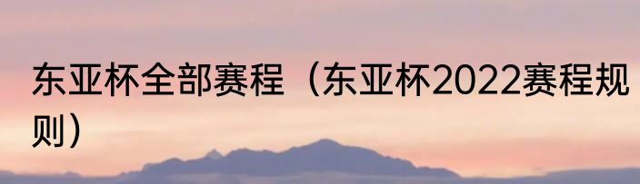 东亚杯全部赛程（东亚杯2022赛程规则）