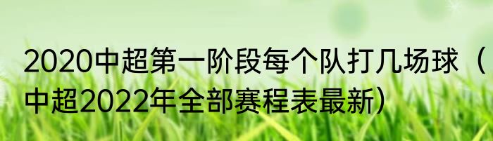 2020中超第一阶段每个队打几场球（中超2022年全部赛程表最新）