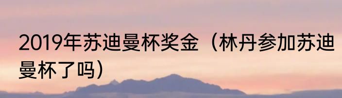 2019年苏迪曼杯奖金（林丹参加苏迪曼杯了吗）