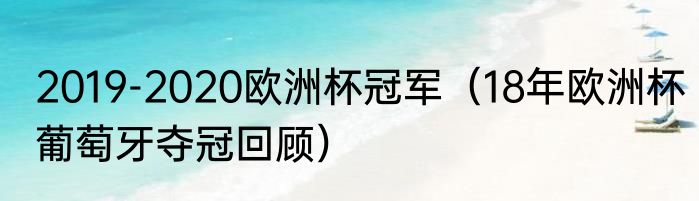 2019-2020欧洲杯冠军（18年欧洲杯葡萄牙夺冠回顾）