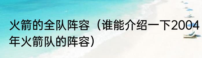 火箭的全队阵容（谁能介绍一下2004年火箭队的阵容）