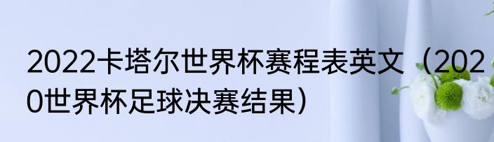 2022卡塔尔世界杯赛程表英文（2020世界杯足球决赛结果）