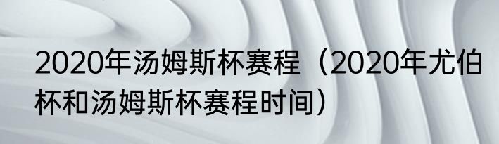 2020年汤姆斯杯赛程（2020年尤伯杯和汤姆斯杯赛程时间）