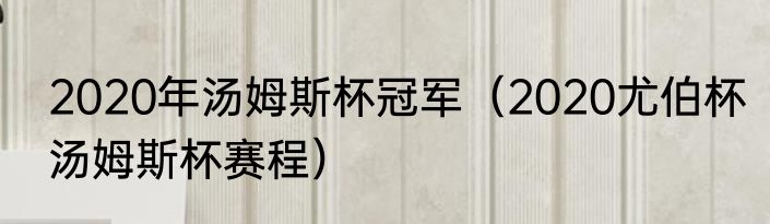 2020年汤姆斯杯冠军（2020尤伯杯汤姆斯杯赛程）