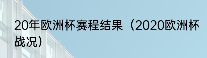 20年欧洲杯赛程结果（2020欧洲杯战况）