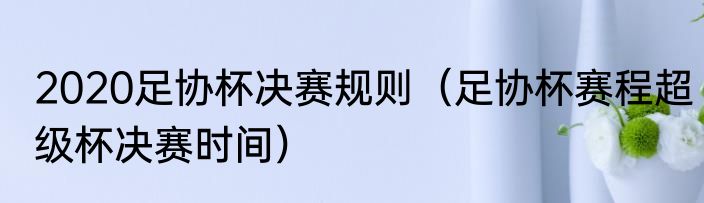 2020足协杯决赛规则（足协杯赛程超级杯决赛时间）