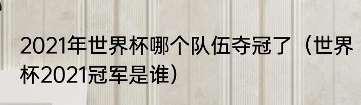 2021年世界杯哪个队伍夺冠了（世界杯2021冠军是谁）