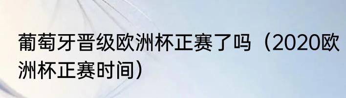 葡萄牙晋级欧洲杯正赛了吗（2020欧洲杯正赛时间）