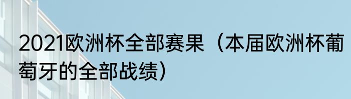 2021欧洲杯全部赛果（本届欧洲杯葡萄牙的全部战绩）