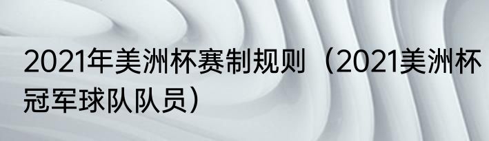 2021年美洲杯赛制规则（2021美洲杯冠军球队队员）