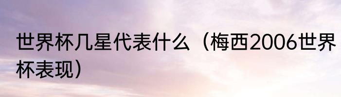 世界杯几星代表什么（梅西2006世界杯表现）