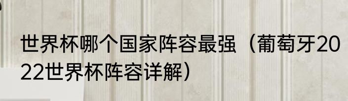 世界杯哪个国家阵容最强（葡萄牙2022世界杯阵容详解）