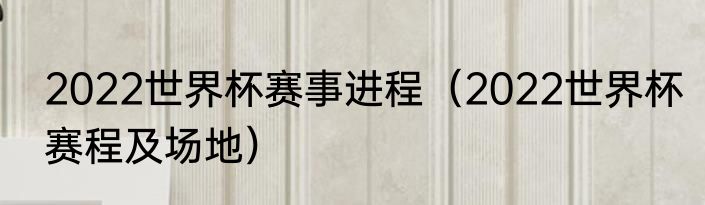 2022世界杯赛事进程（2022世界杯赛程及场地）