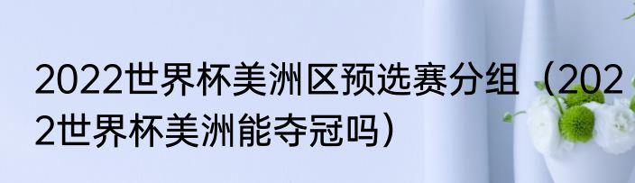 2022世界杯美洲区预选赛分组（2022世界杯美洲能夺冠吗）