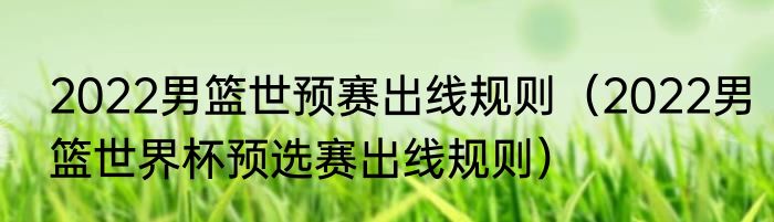 2022男篮世预赛出线规则（2022男篮世界杯预选赛出线规则）
