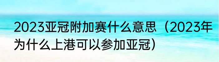 2023亚冠附加赛什么意思（2023年为什么上港可以参加亚冠）