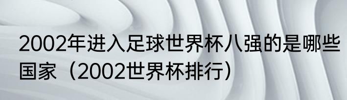 2002年进入足球世界杯八强的是哪些国家（2002世界杯排行）