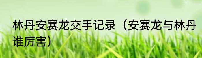 林丹安赛龙交手记录（安赛龙与林丹谁厉害）