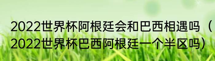 2022世界杯阿根廷会和巴西相遇吗（2022世界杯巴西阿根廷一个半区吗）