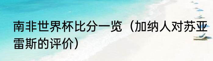 南非世界杯比分一览（加纳人对苏亚雷斯的评价）