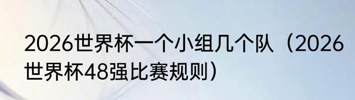 2026世界杯一个小组几个队（2026世界杯48强比赛规则）