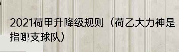 2021荷甲升降级规则（荷乙大力神是指哪支球队）