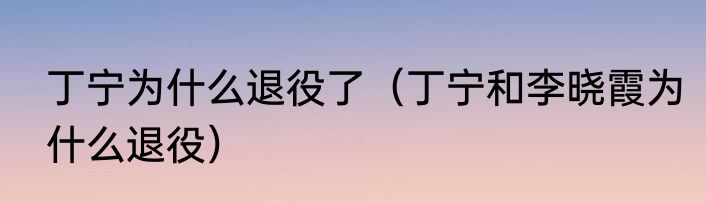丁宁为什么退役了（丁宁和李晓霞为什么退役）