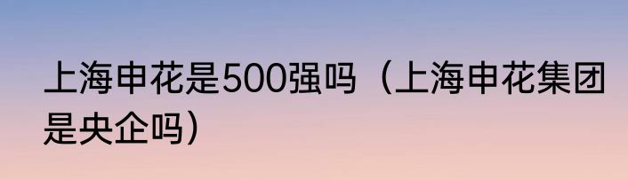上海申花是500强吗（上海申花集团是央企吗）