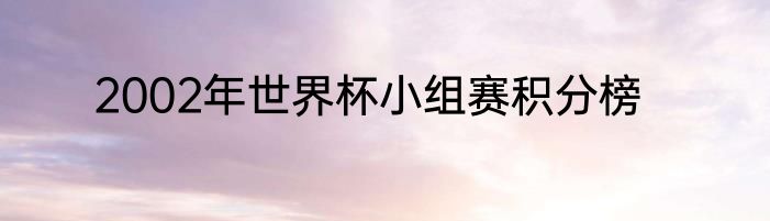 2002年世界杯小组赛积分榜