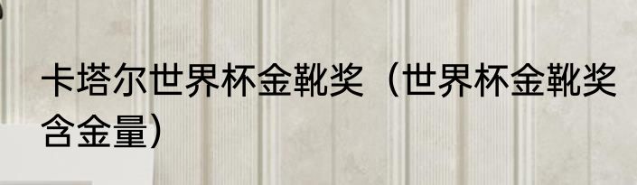 卡塔尔世界杯金靴奖（世界杯金靴奖含金量）
