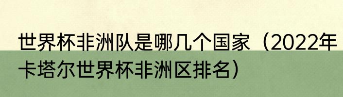 世界杯非洲队是哪几个国家（2022年卡塔尔世界杯非洲区排名）