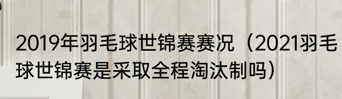2019年羽毛球世锦赛赛况（2021羽毛球世锦赛是采取全程淘汰制吗）