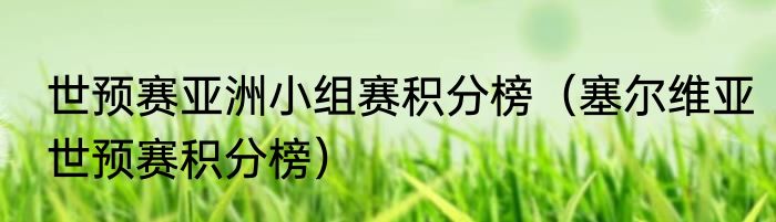 世预赛亚洲小组赛积分榜（塞尔维亚世预赛积分榜）
